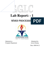 Lab Report: - 1: Word Processer