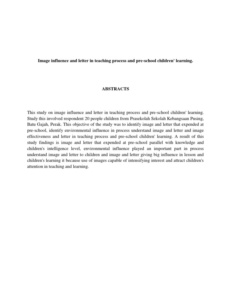 Impact of Images on Preschool Learning | PDF | Wellness | Science ...
