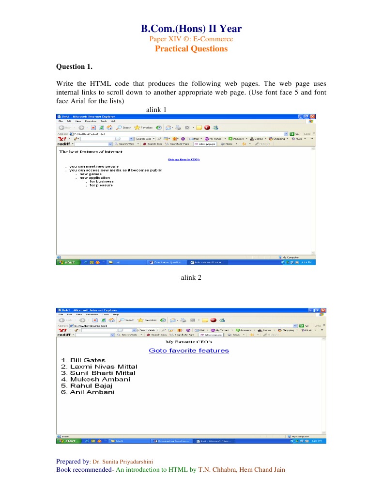 Practice Questions HTML | Web Page | Html