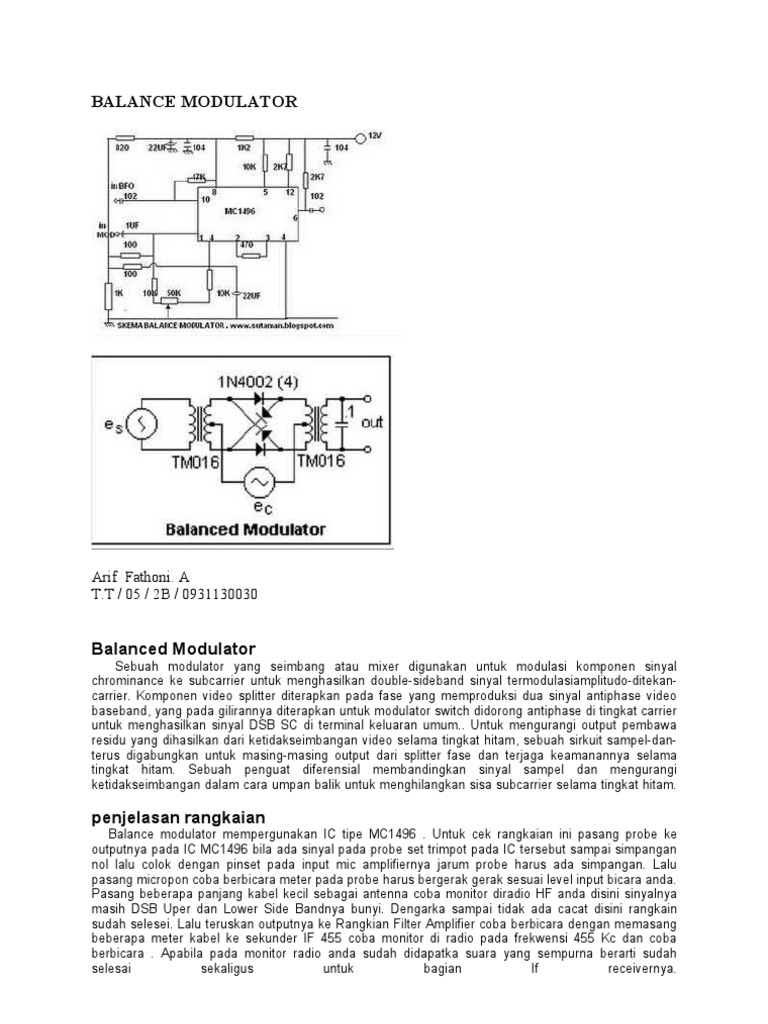 Skema Rangkaian Modulator Seimbang | PDF