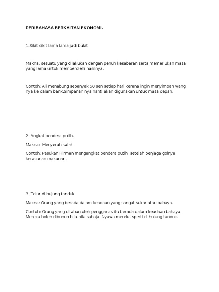 Peribahasa Berkaitan Ekonomi Pdf