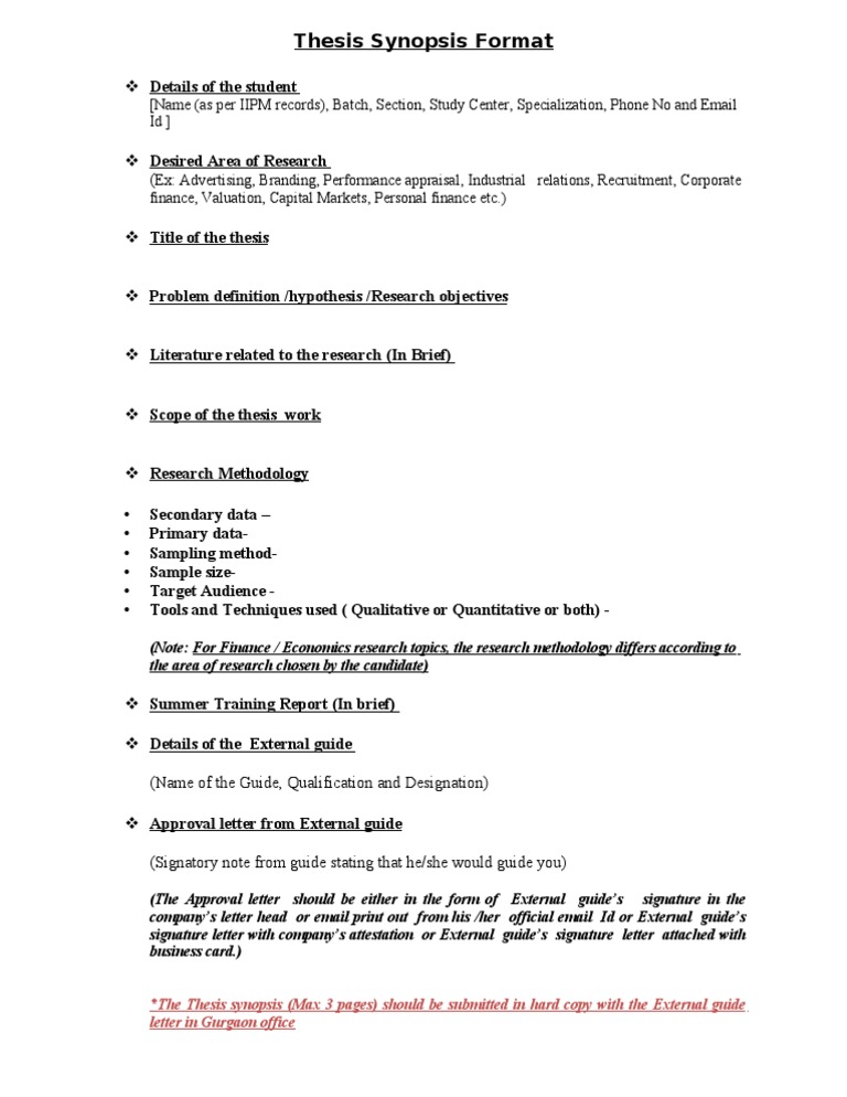 Synopsis Format | PDF