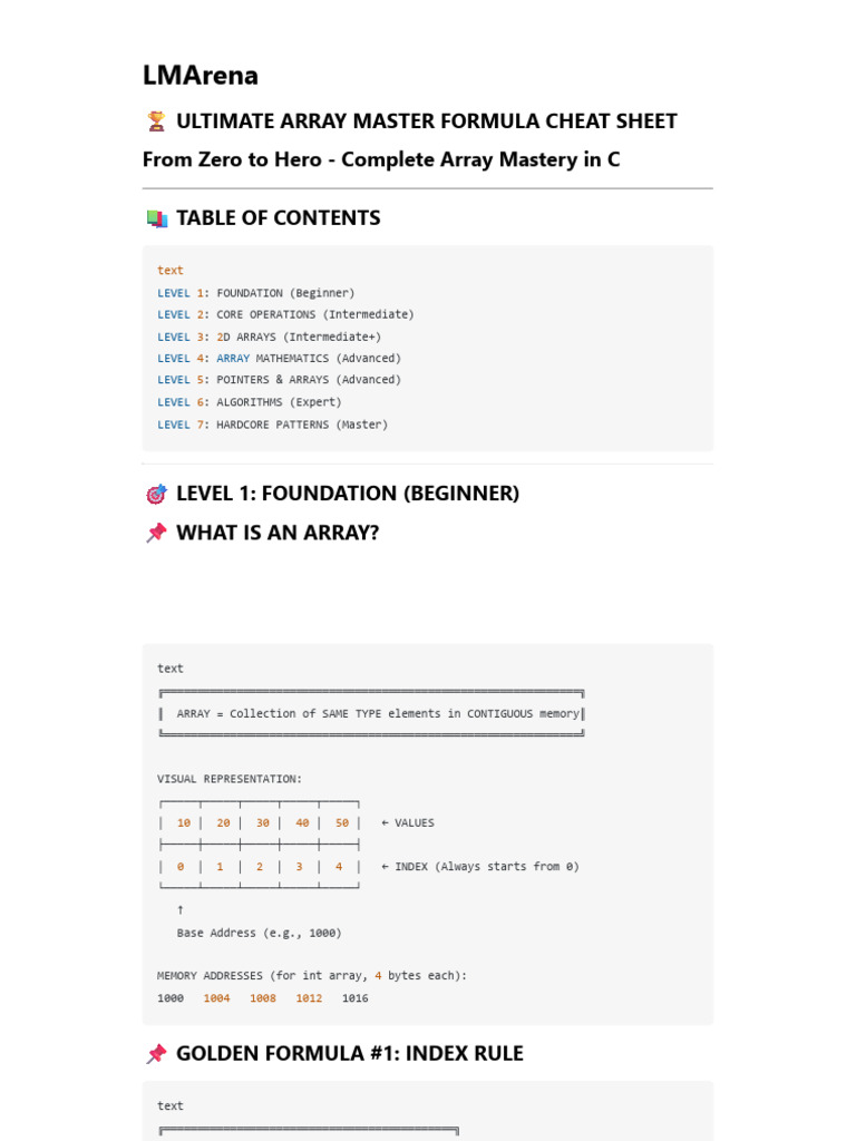 Array Cheatsheet Part 1 | PDF | Computer Programming | Computer Data