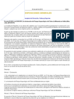Decreto 8-2012, de 26-04-2012, de Declaración Del Parque Arqueológico Del Tolmo de Minateda en Hellín