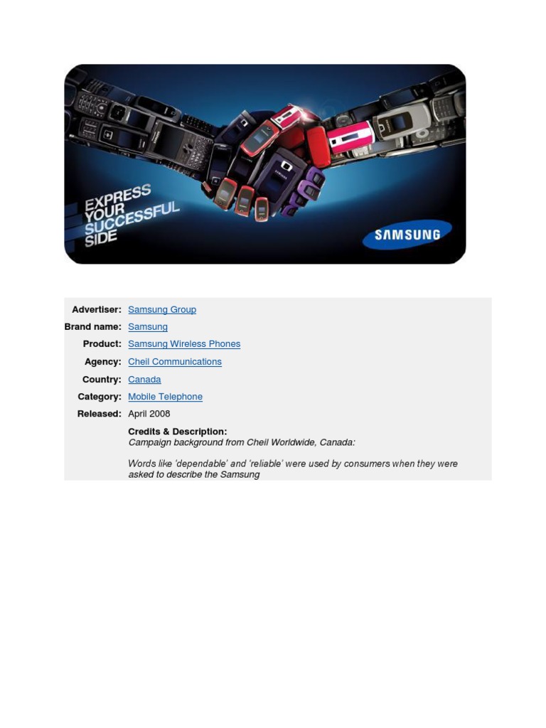 Samsung Advertising Campaigns Overview | PDF | Finance & Money Management