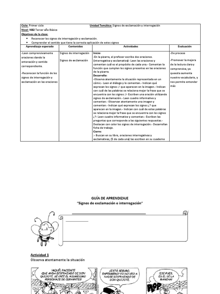 Signos De Exclamacion Y Interrogacion 3 Oracion Linguistica Imagen