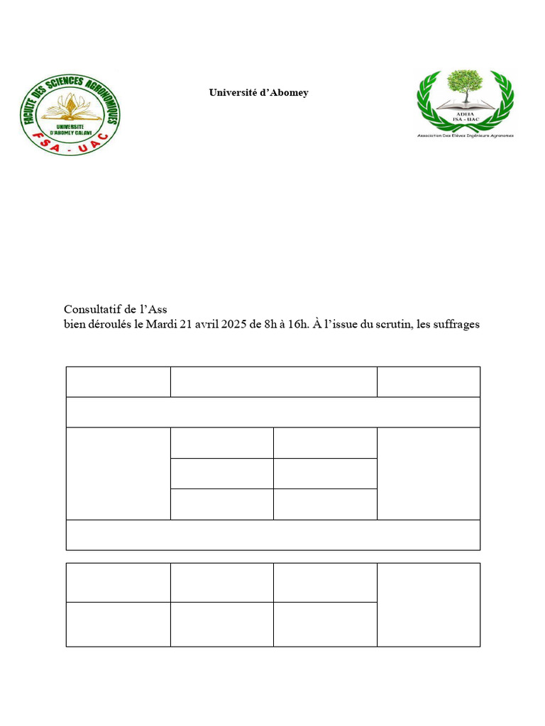 Résultats Provisoire Scrutin CEA 2026 - Pour Fusion | PDF | Élections ...