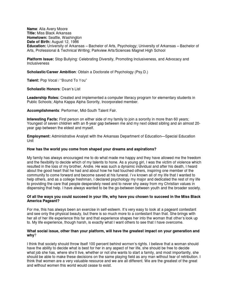 Pageant Resume | PDF | Schools | Further Education