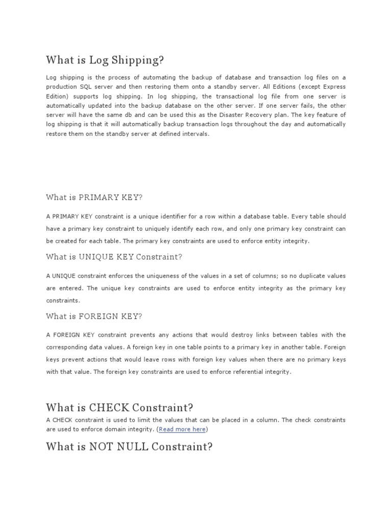 What Is Log Shipping? PDF Relational Database Database Index