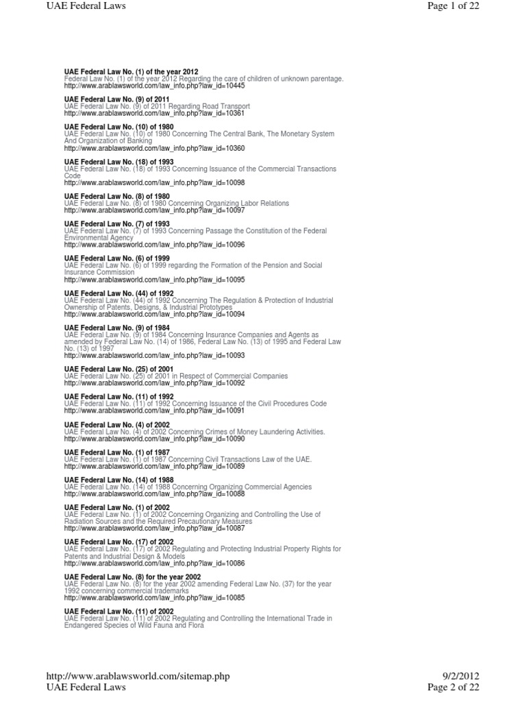 Uae Federal Laws Law Of The United States United Arab Emirates