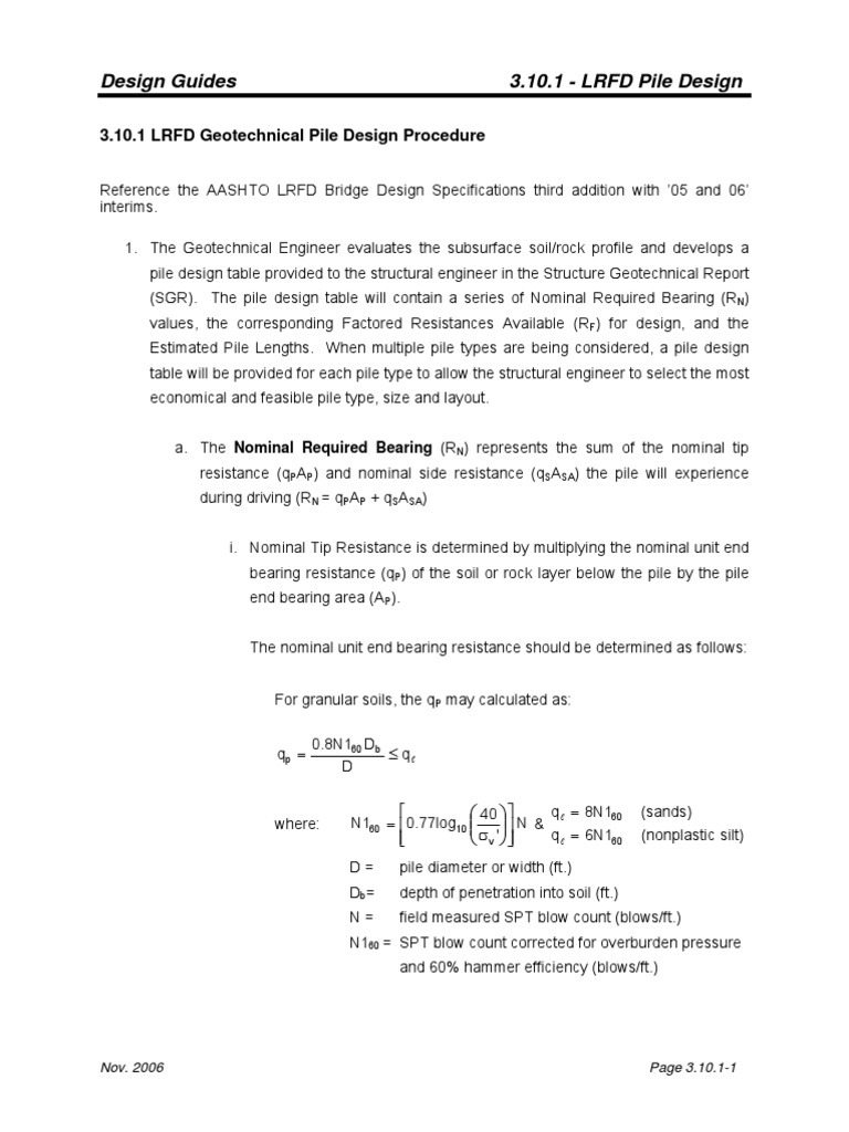 LRFD Pile Design Guidelines | PDF | Deep Foundation | Geotechnical ...