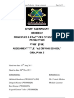 Group Assignment CE00003-2 Principles & Practices of Software Production PT0981 (CSE) Assignment Title: "A2 Driving School" Group No. 5