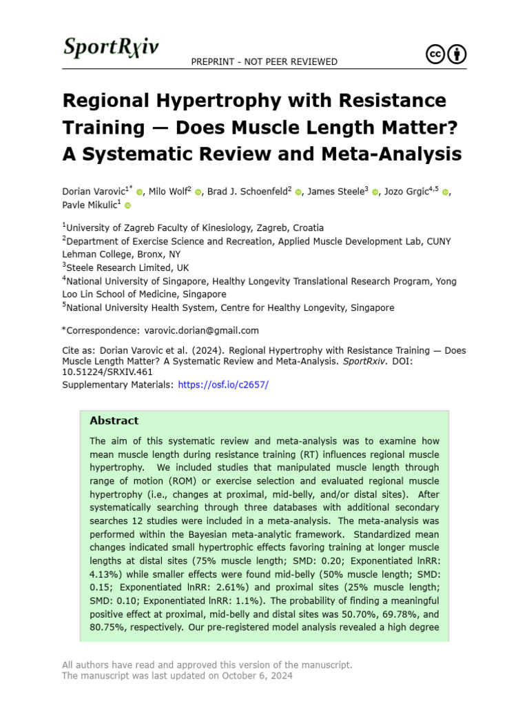 Pre Print | PDF | Muscle Hypertrophy | Strength Training