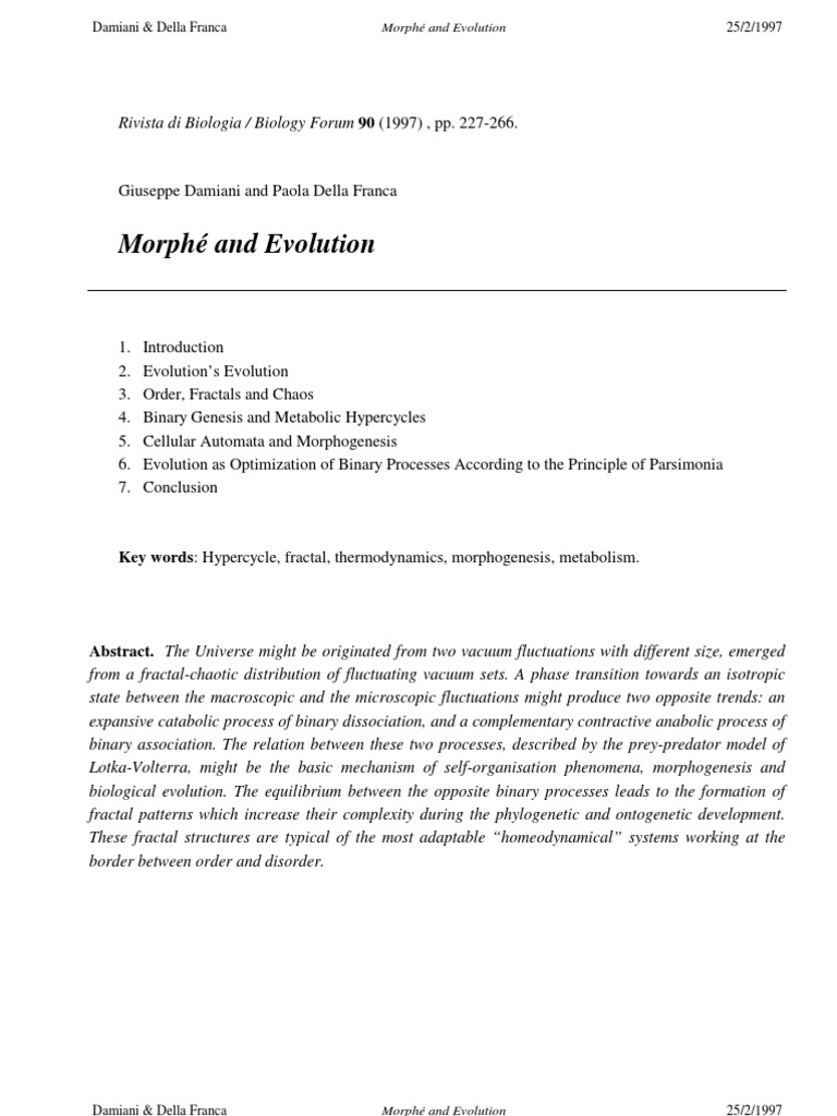Morphogenesis and Evolutionary Theory | PDF | Chaos Theory | Natural ...