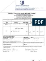 International Limited: Certificate of Visual Examination and Mpi