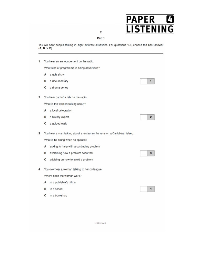 Cambridge FCE Listening Testpdf | PDF | English Language