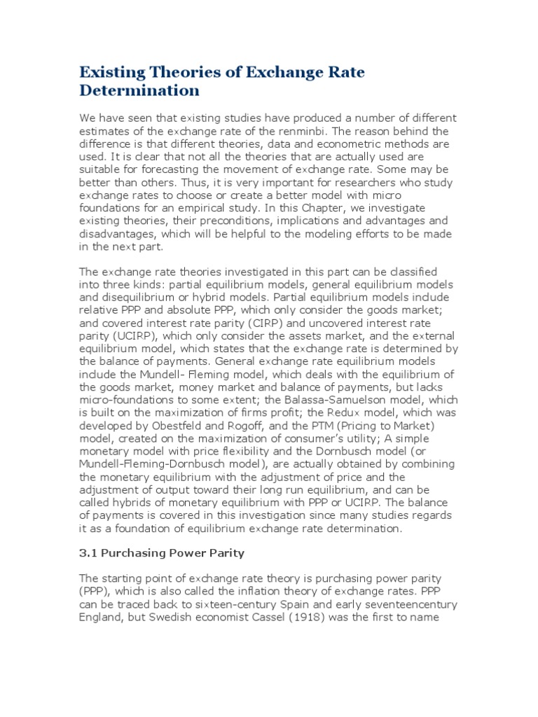 Existing Theories of Exchange Rate Determination | PDF | Purchasing ...