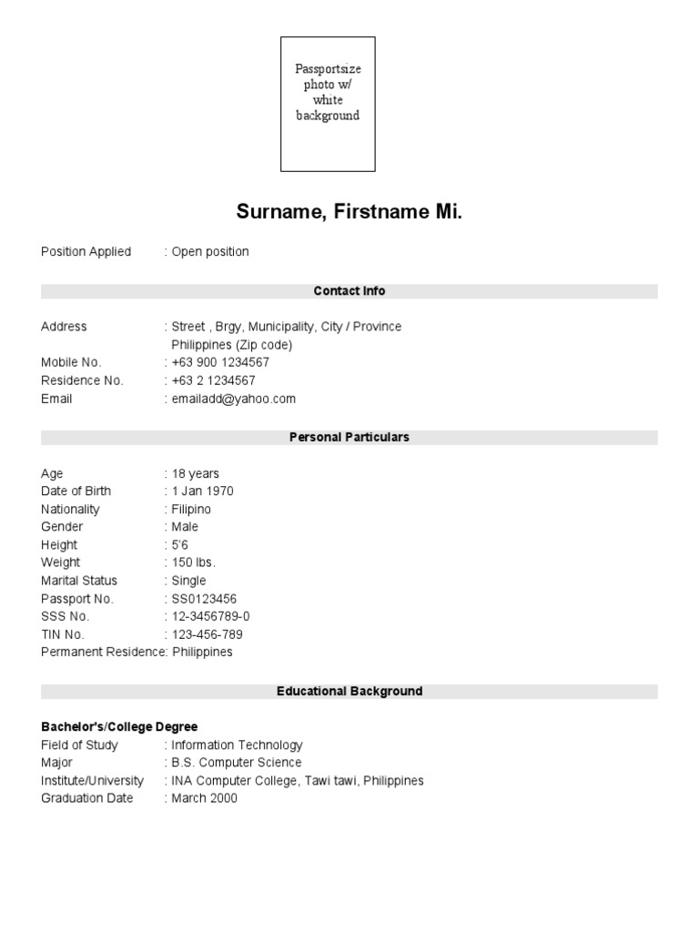 Sample Resume Format Download | PDF | Microsoft Windows | Operating System