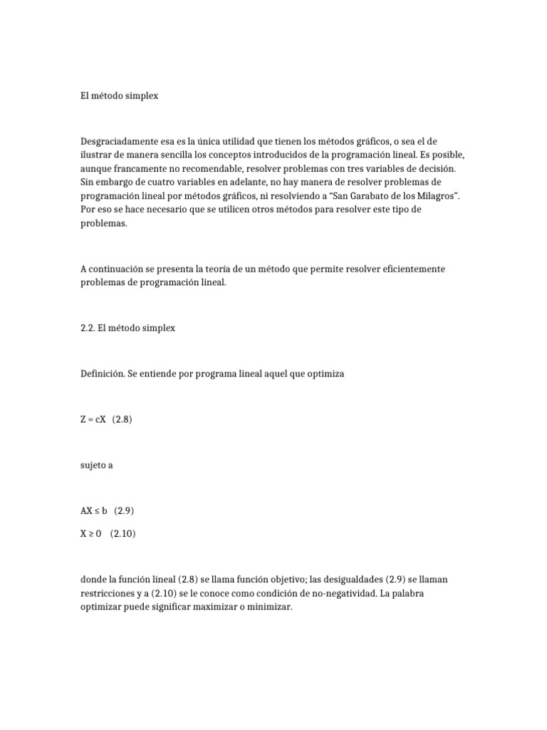 Metodo_Simplex_ | PDF | Programación lineal | Álgebra lineal
