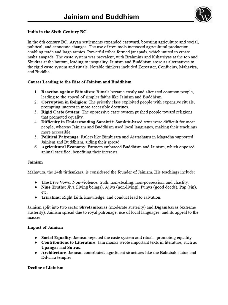 Jainism and Buddhism: Handwritten Notes - Radiant 2026 | PDF | Indian ...