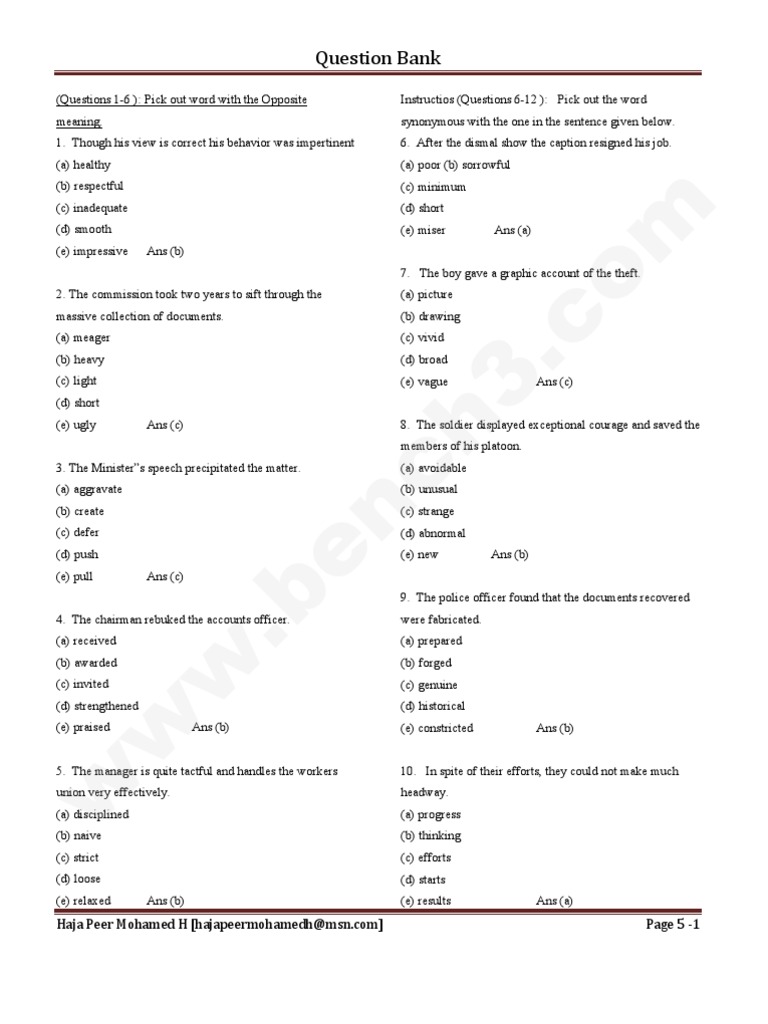 Bank PO Question and Answer Collection | PDF | Cheque | Money