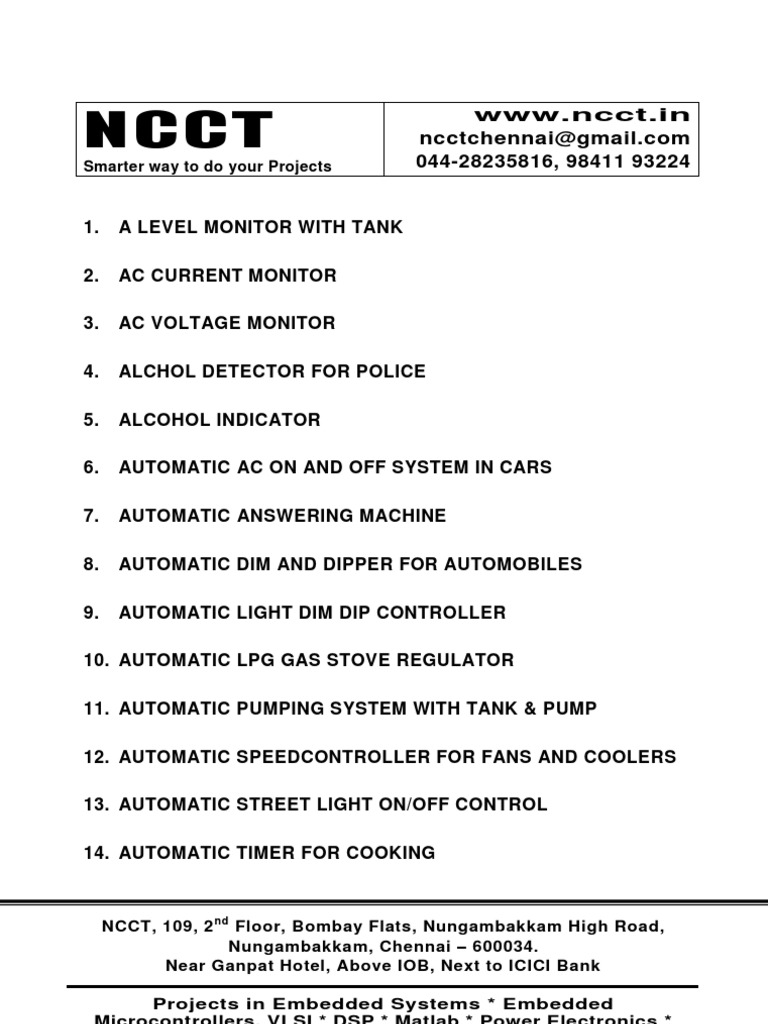 Embedded System Polytechnic Project Titles | PDF | Embedded System ...