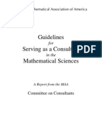 Guidelines Serving As A Consultant Mathematical Sciences: The Mathematical Association of America