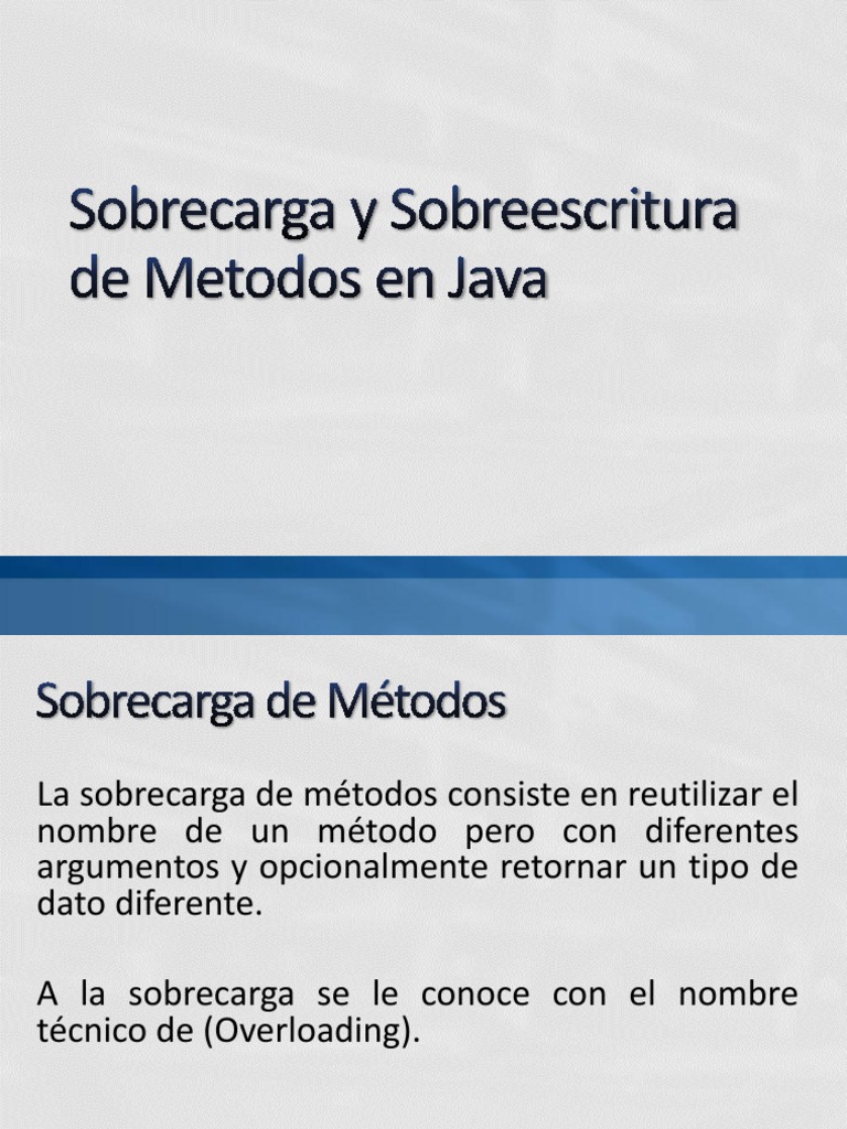 Sobrecarga y Sobreescritura en Java | PDF | Métodos y materiales de ...