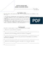 Examen de Educación Musical III Parcial 7mo 8vo y 9no Grados