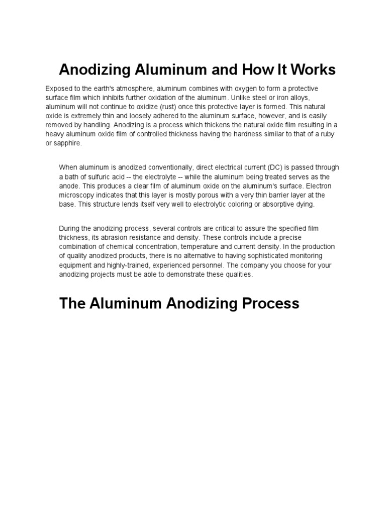 Anodizing Aluminum and How It Works PDF Aluminium Chemical Elements