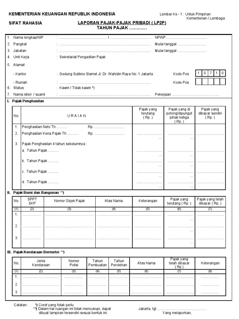 Laporan Pajak Pribadi LP2P 2023 | PDF