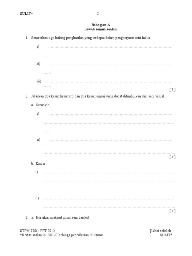 Soalan Seni Visual Kertas 1 Stpm Pdf