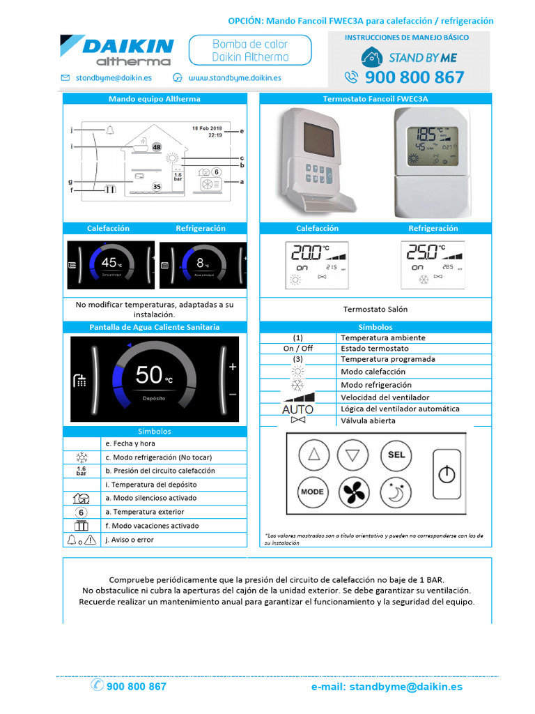 Instrucciones de Manejo Basico Altherma 3 FWEC3A_v02.2023 | PDF ...
