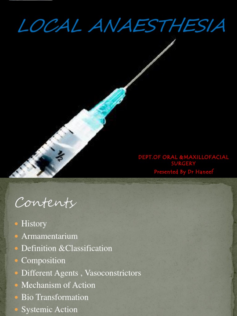 Local Anaesthesia Modified Anesthesia Allergy