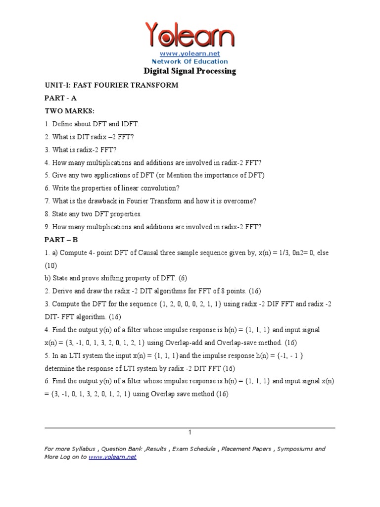 Anna University Digital Signal Processing Question Bank PDF