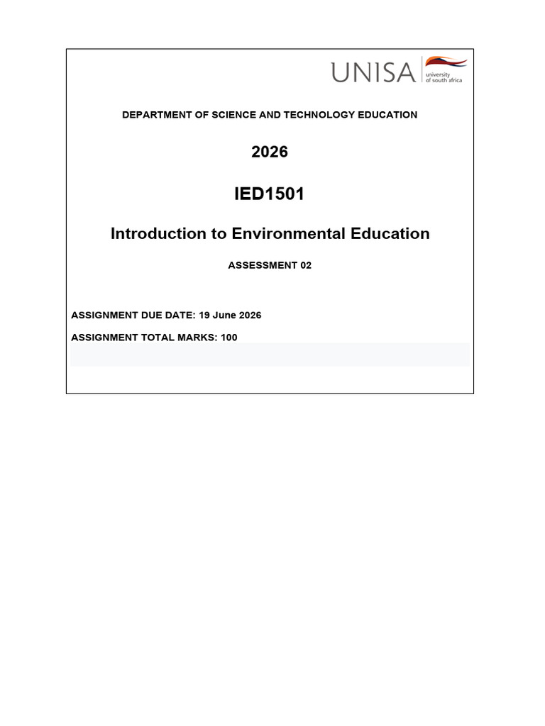 Ied1501 - Assignment 02 - 2026 - PDF | PDF | Learning | Food Security