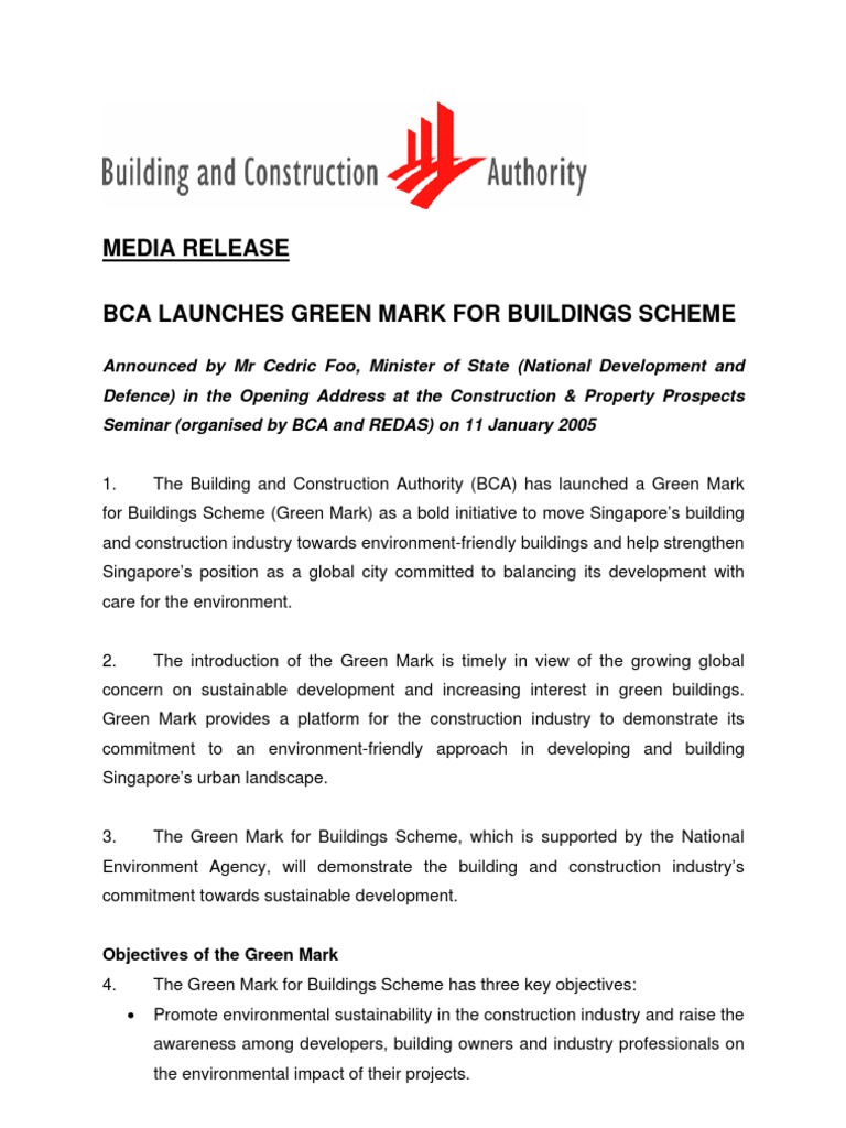 Green Mark BCA PDF Efficient Energy Use Green Building