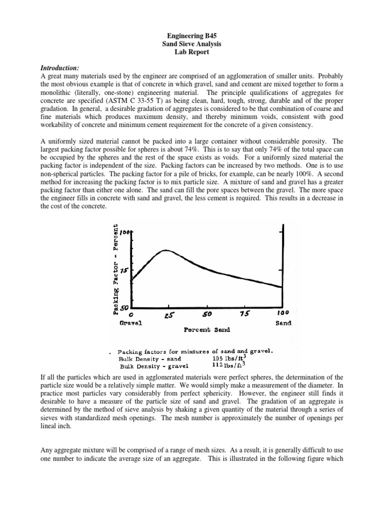 Sand Sieve Analysis Lab Report | PDF | Concrete | Materials