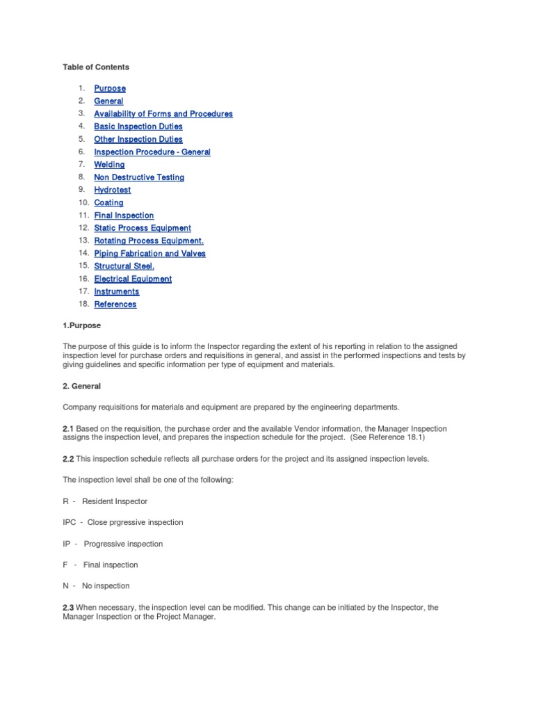TPI Inspection Guidelines and Procedures | PDF | Transformer | Pipe ...