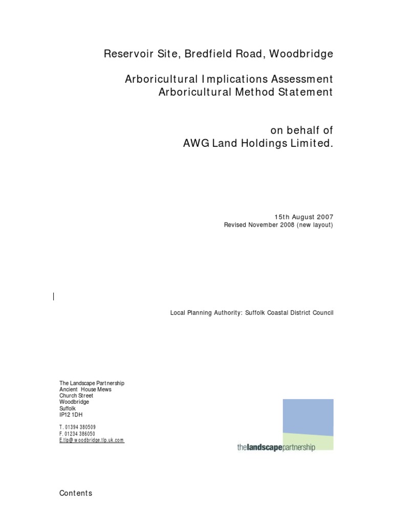 Reservoir Site, Bredfield Road, Woodbridge Arboricultural Implications ...