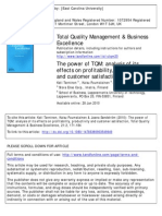 The Power of TQM: Analysis of Its Effects On Profitability, Productivity and Customer Satisfaction