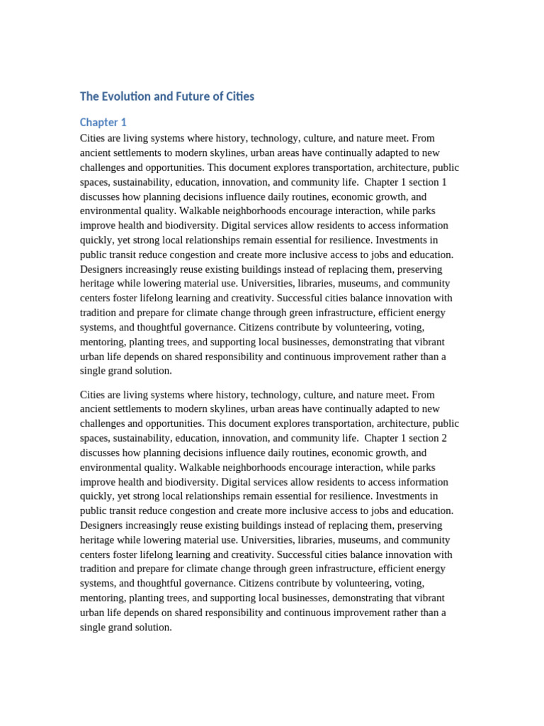 Random Topic the Evolution and Future of Cities | PDF | Green ...