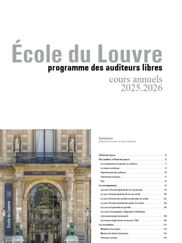 Programme de L'ecole Du Louvre 2025-2026 v4 | PDF | Persienne ...