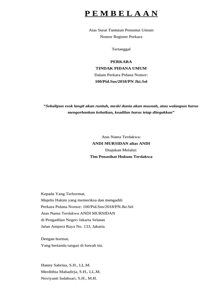 Nota Pembelaan | PDF
