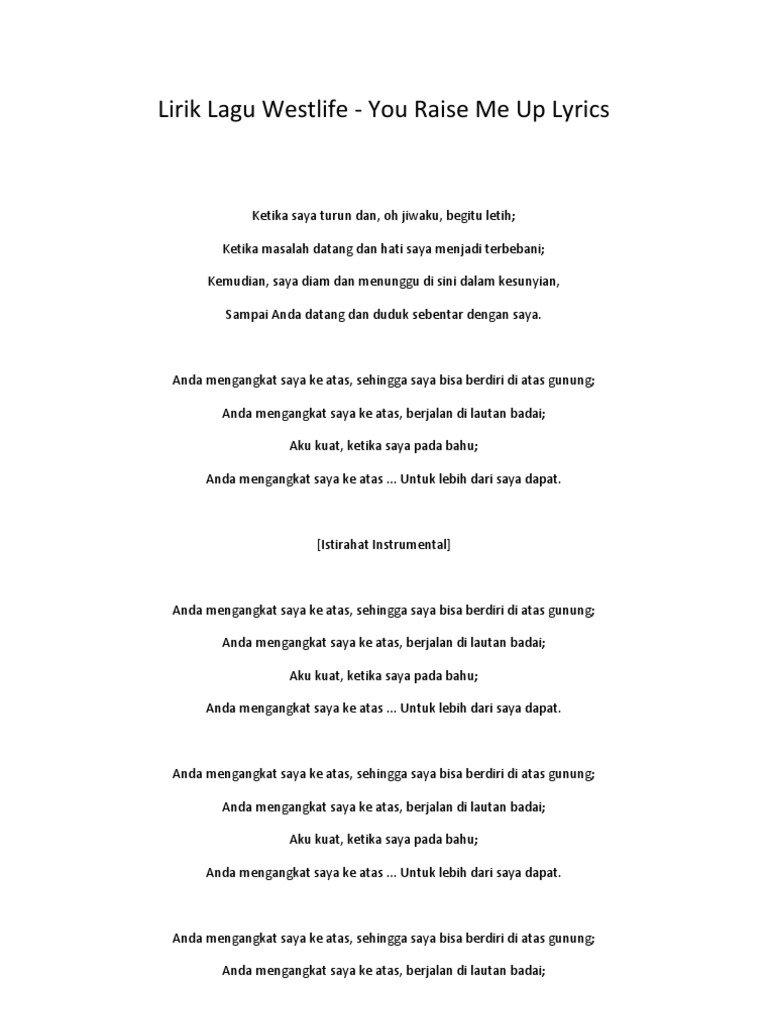 Lirik Lagu Amazing Westlife Arsia Lirik