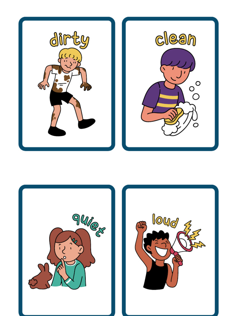 Opposite Adjectives Memory Game Flashcards | PDF