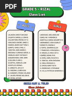 2025-2026 Class List for Boys and Girls | PDF