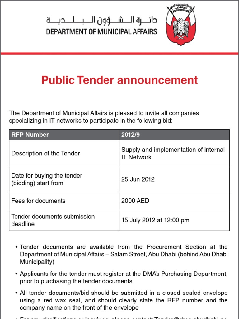 Abu Dhabi IT Network Tender RFP 2012/9 | PDF