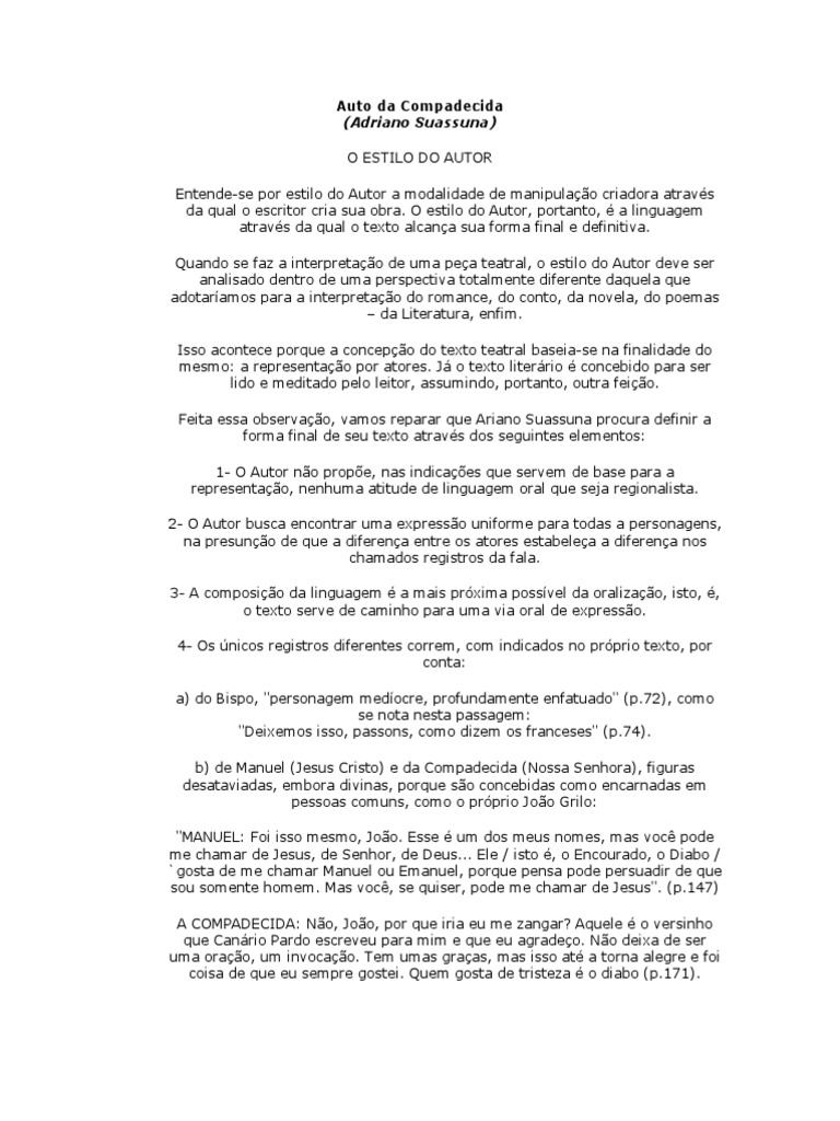 Auto Da Compadecida Teatro Autor