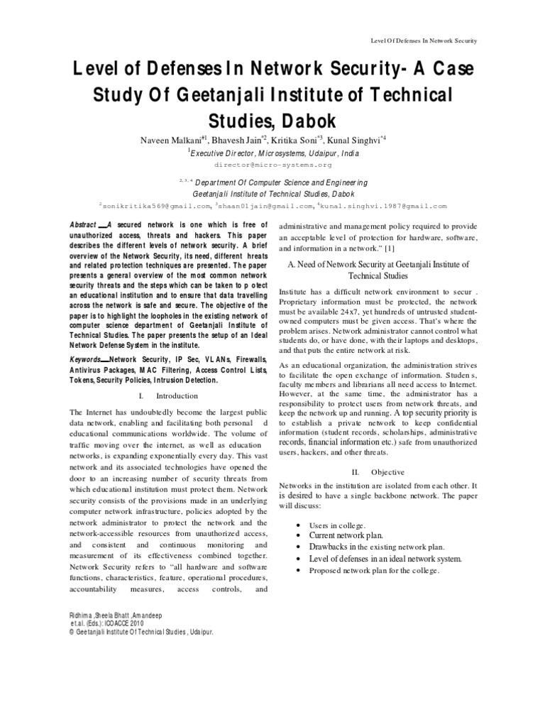 Level of Defenses in Network Security | PDF | Art | Technology ...